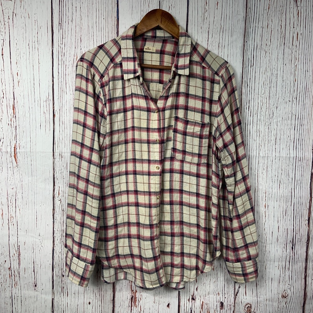 Hollister long sleeve bottom down shirt size L